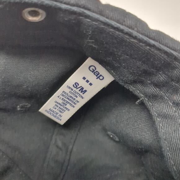 Gap Slideback Baseball Cap Black M Adjustable Embroidered Vented Holes 6 Panel - Picture 9 of 9